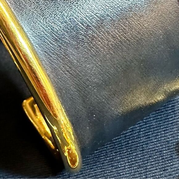 Ralph Lauren Collection Lamb Leather Goldtone Extra Wide Cuff Bracelet - Picture 12 of 16